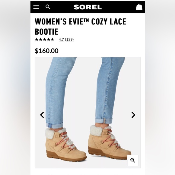 BNWT Sorel Evie Cozy Lace Bootie - Picture 2 of 10